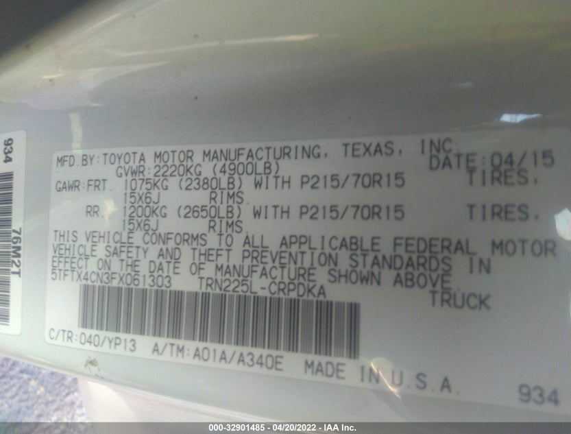 5TFTX4CN3FX061303