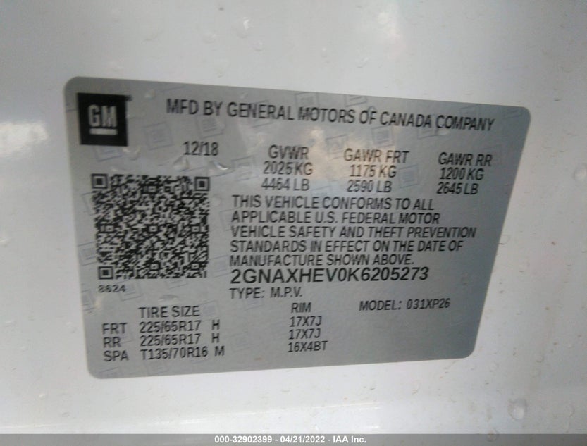 2GNAXHEV0K6205273