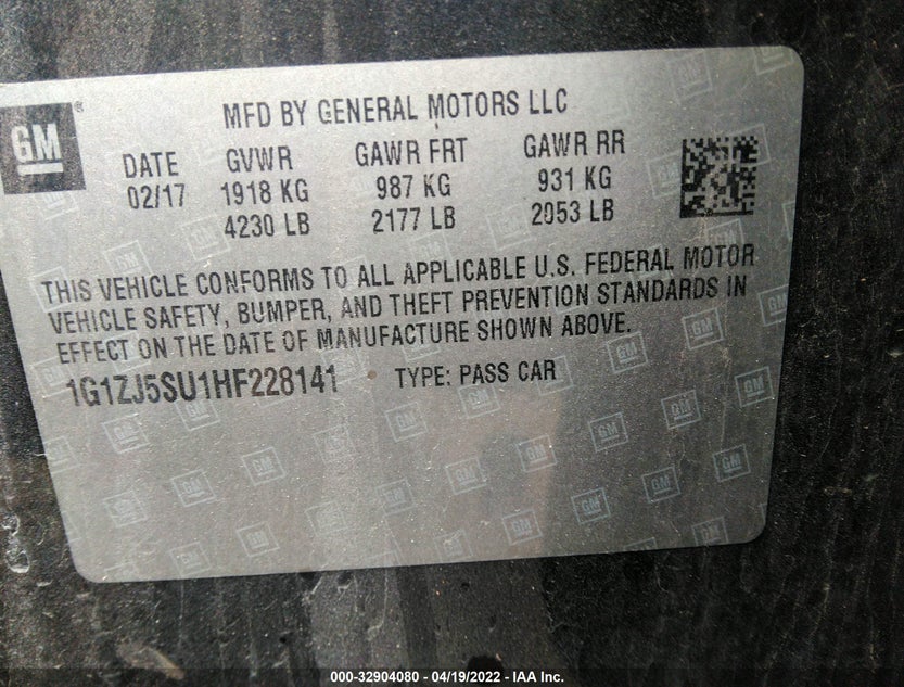 1G1ZJ5SU1HF228141