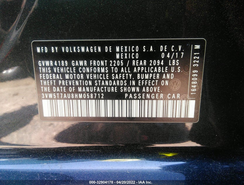 3VW5T7AU8HM058712