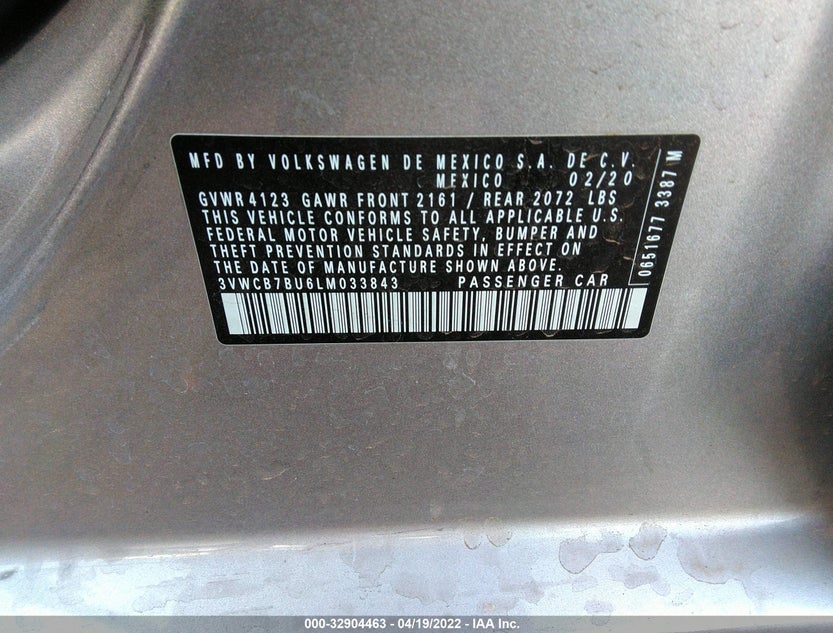 3VWCB7BU6LM033843