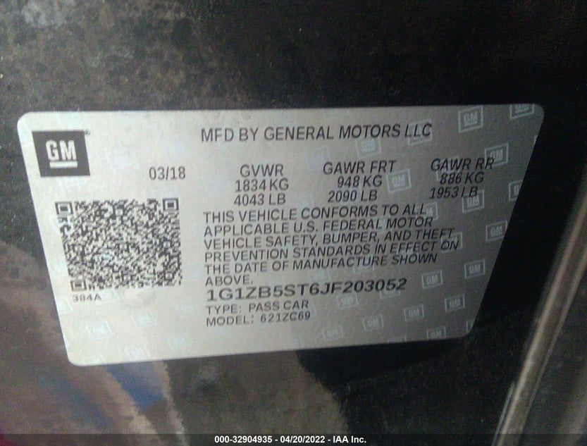 1G1ZB5ST6JF203052
