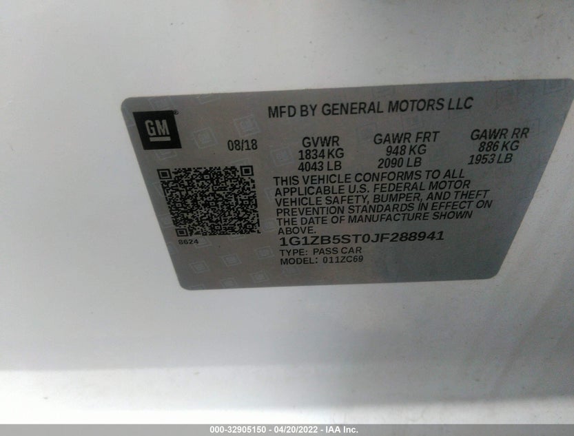 1G1ZB5ST0JF288941