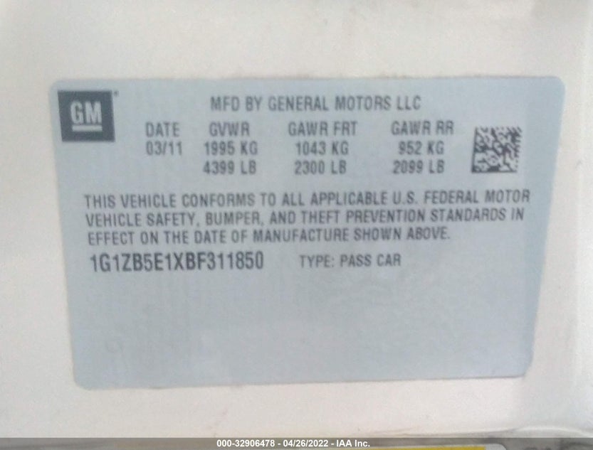1G1ZB5E1XBF311850