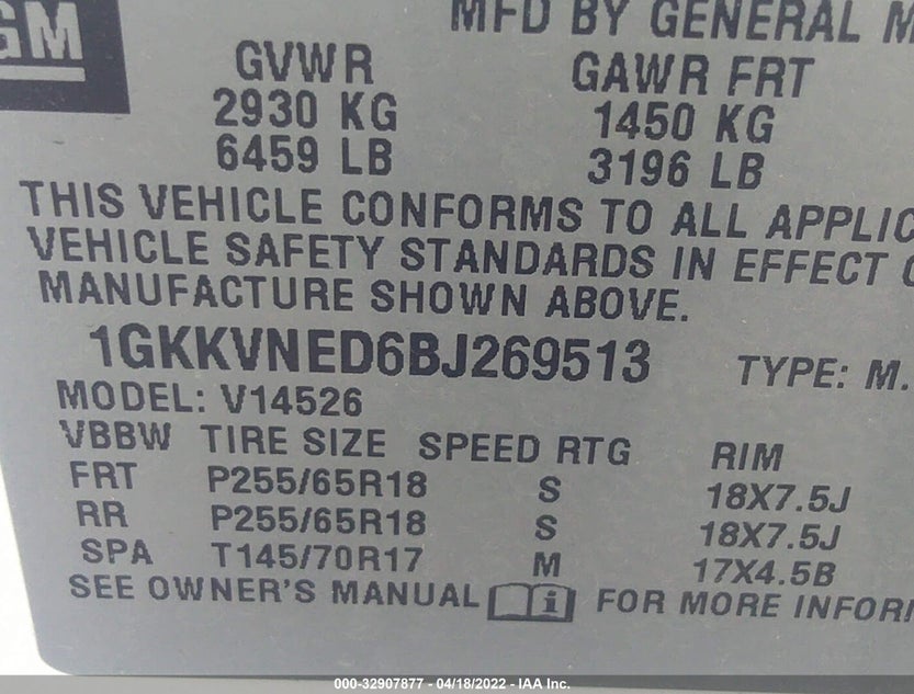 1GKKVNED6BJ269513