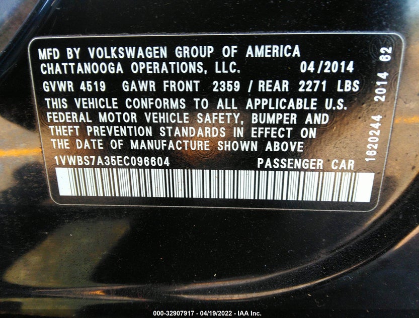 1VWBS7A35EC096604