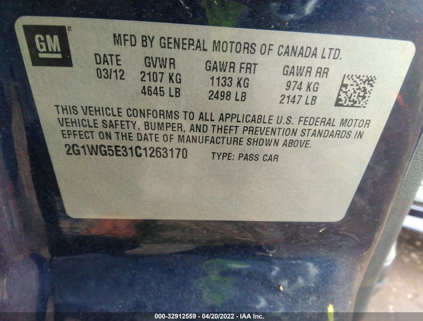 2G1WG5E31C1263170