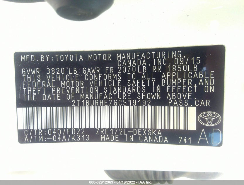 2T1BURHE7GC519192