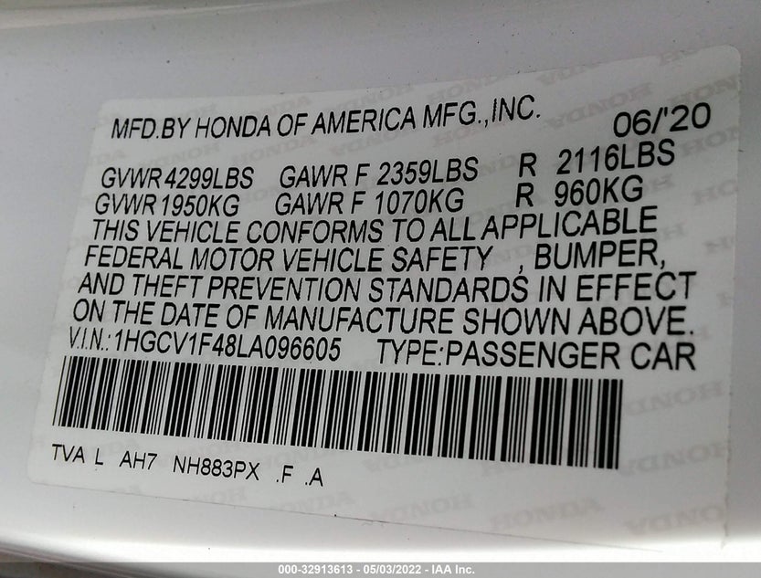 1HGCV1F48LA096605
