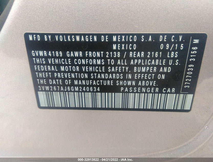 3VW267AJ6GM240634