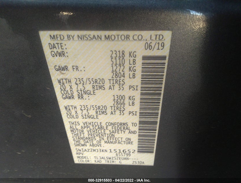 5N1AZ2MJ3KN151652
