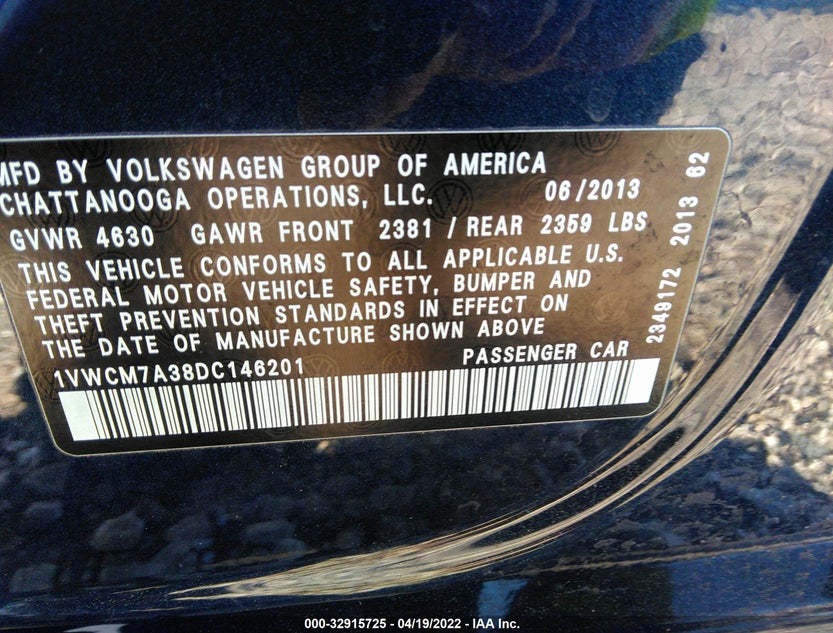 1VWCM7A38DC146201
