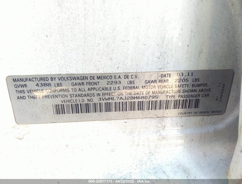 3VWML7AJ2BM680795