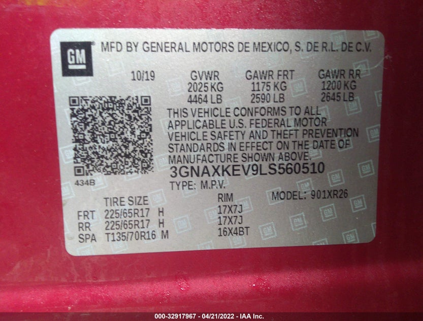 3GNAXKEV9LS560510