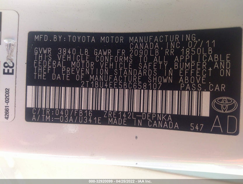 2T1BU4EE5BC658107