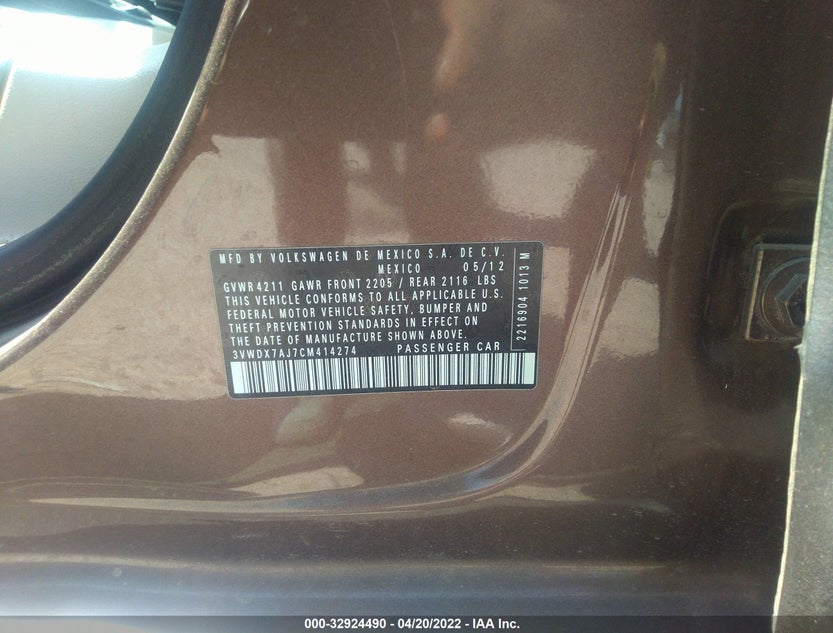 3VWDX7AJ7CM414274