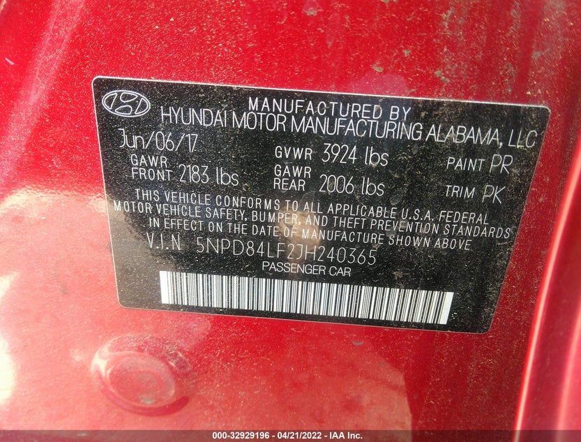 5NPD84LF2JH240365