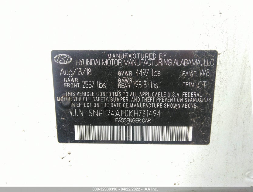 5NPE24AF0KH731494