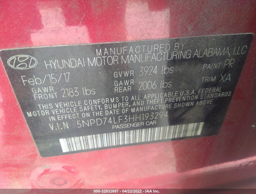 5NPD74LF3HH193294