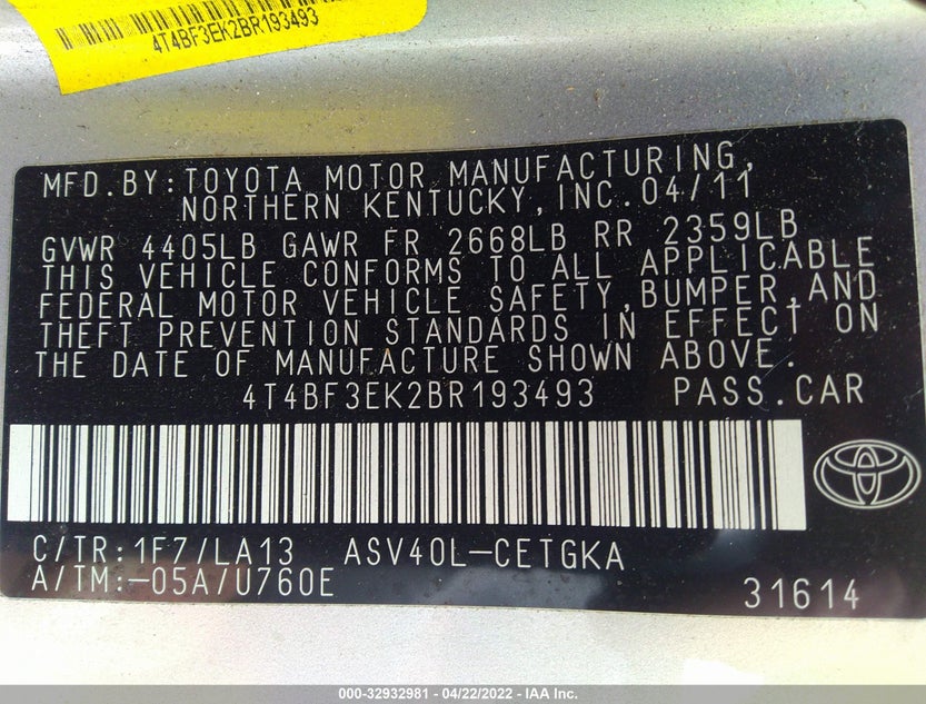 4T4BF3EK2BR193493