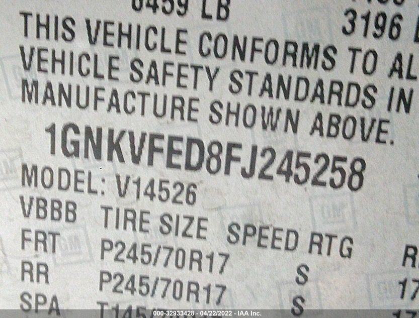 1GNKVFED8FJ245258