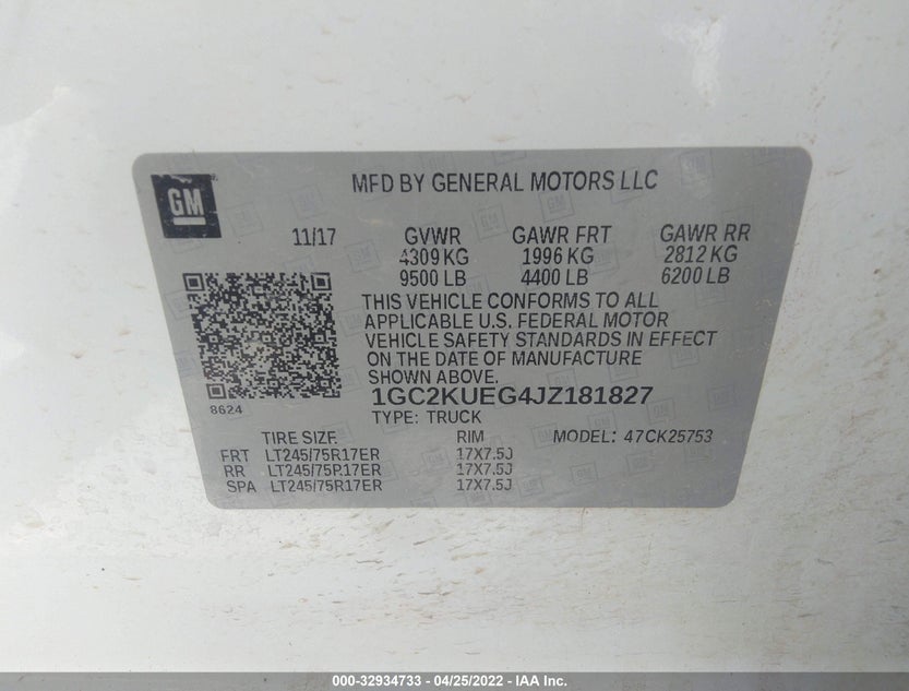1GC2KUEG4JZ181827