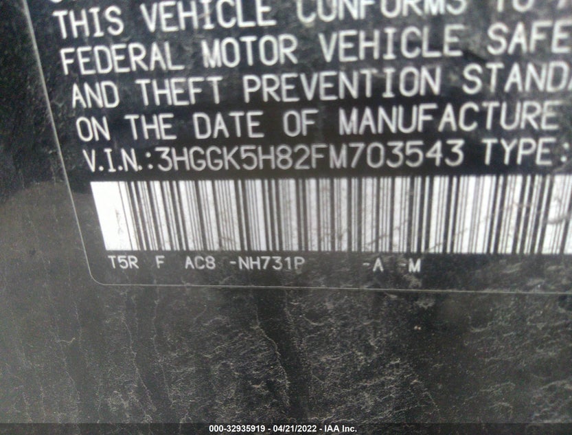 3HGGK5H82FM703543