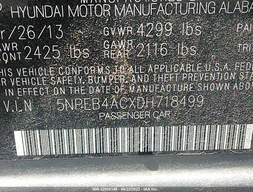 5NPEB4ACXDH718499