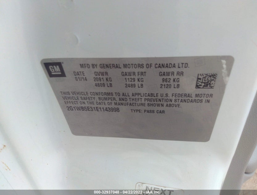 2G1WB5E31E1143998