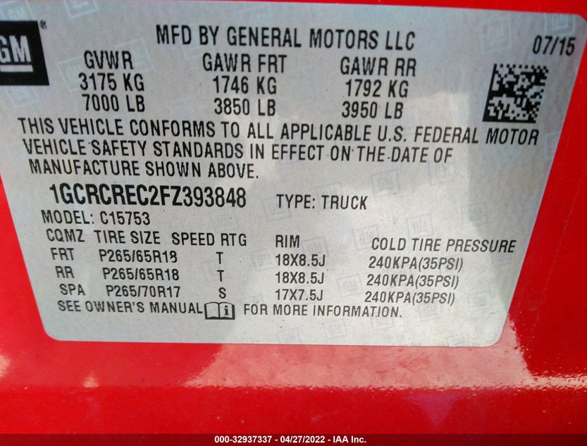 1GCRCREC2FZ393848