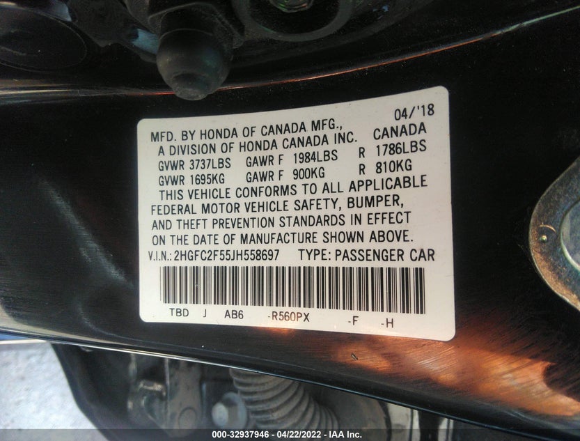 2HGFC2F55JH558697