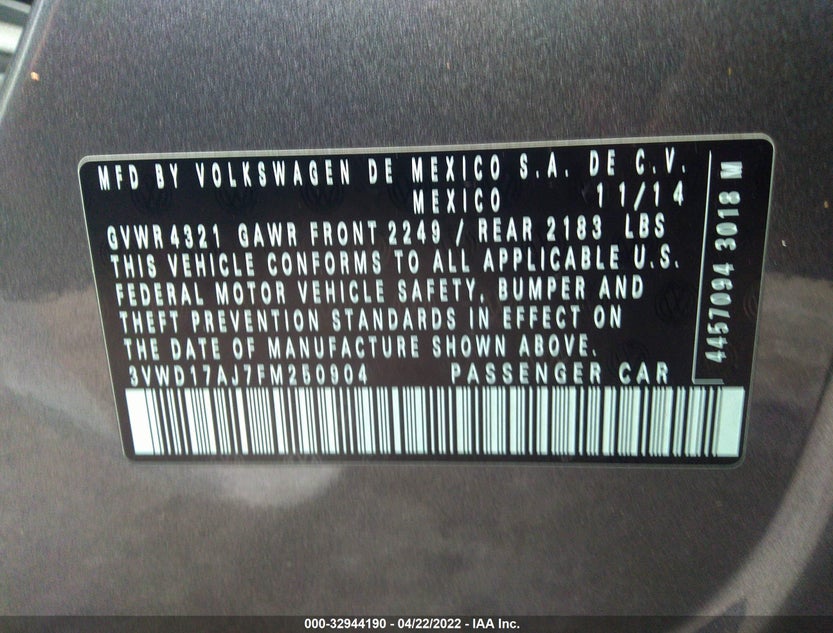 3VWD17AJ7FM250904