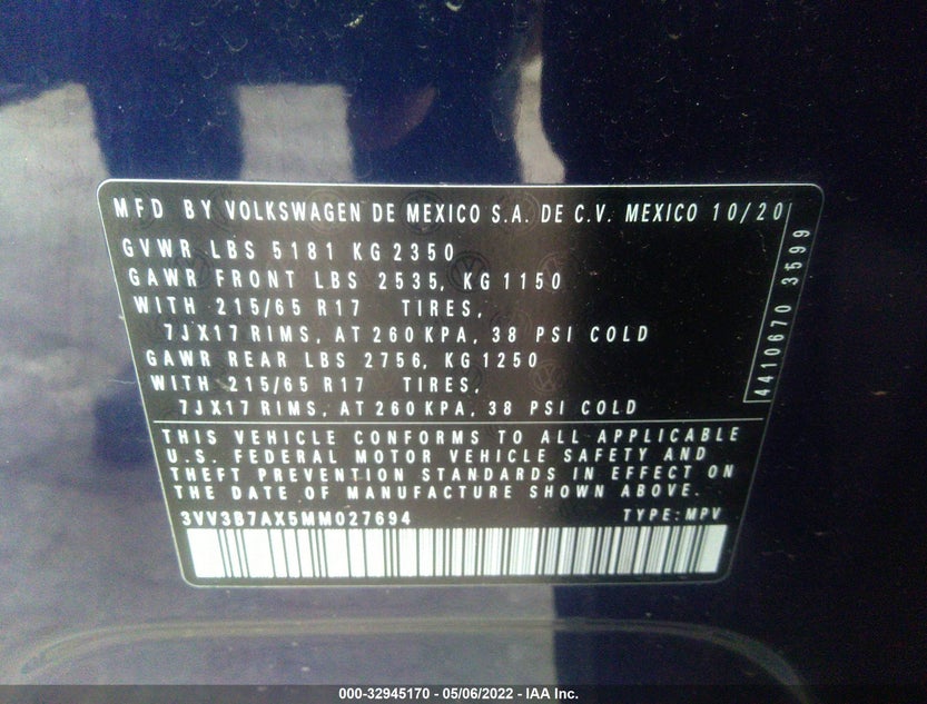 3VV3B7AX5MM027694