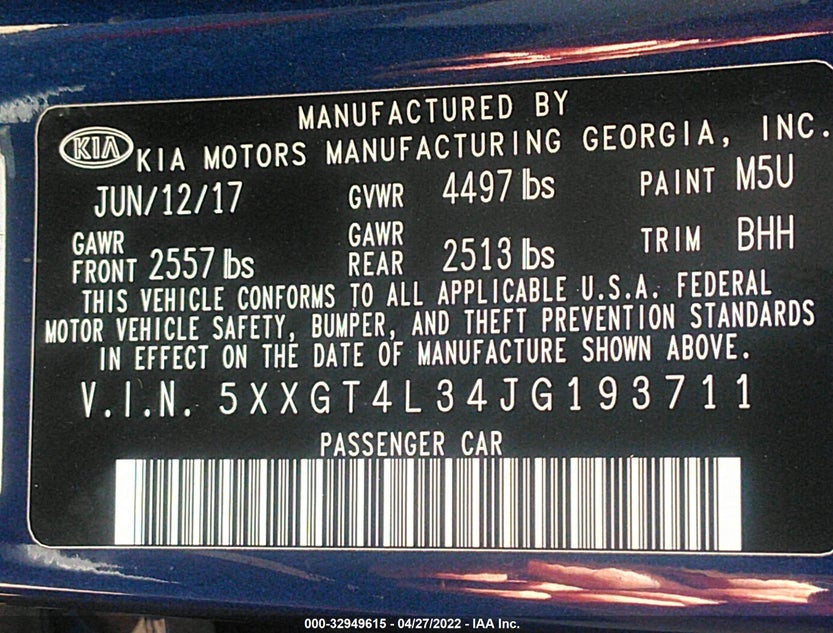 5XXGT4L34JG193711