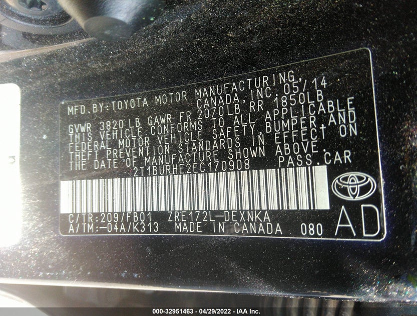 2T1BURHE2EC170908