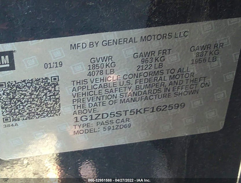 1G1ZD5ST5KF162599