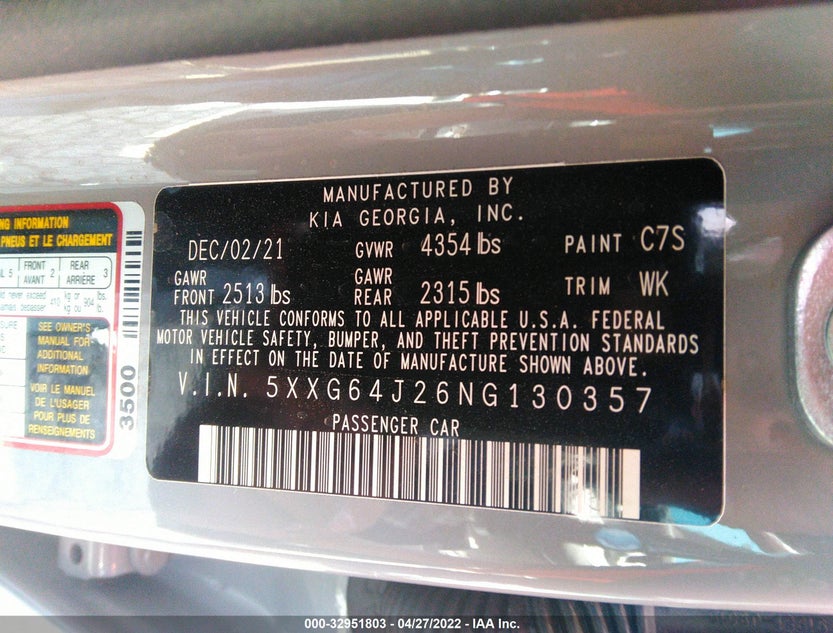 5XXG64J26NG130357