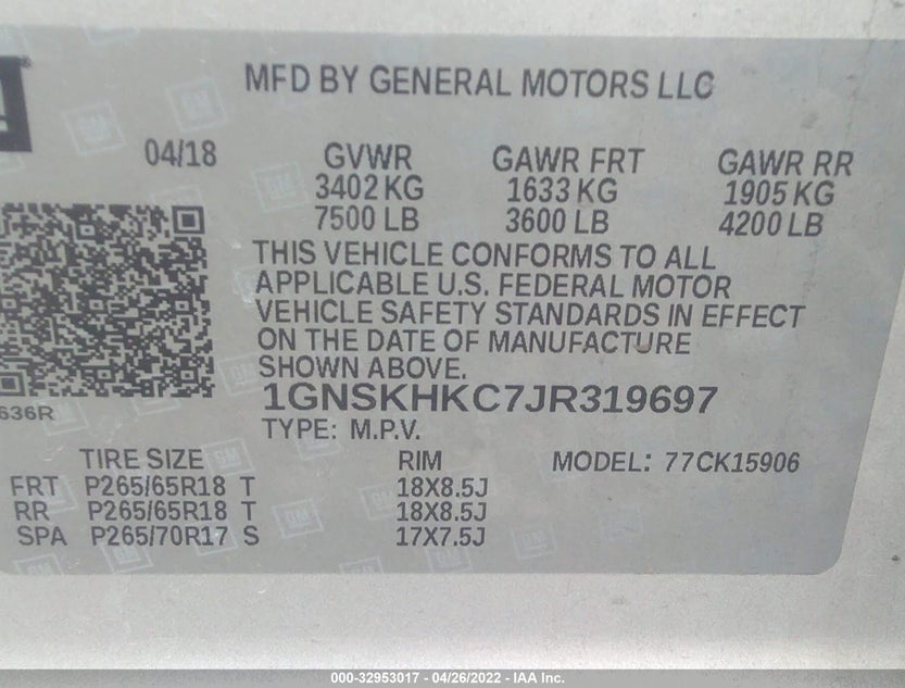 1GNSKHKC7JR319697