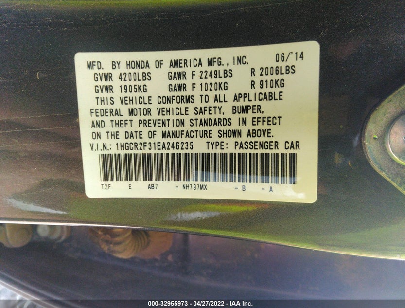 1HGCR2F31EA246235