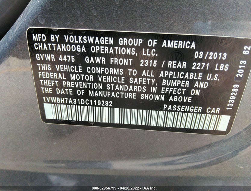 1VWBH7A31DC119292