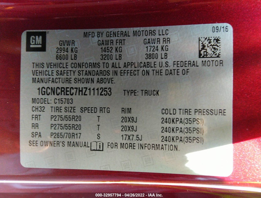 1GCNCREC7HZ111253