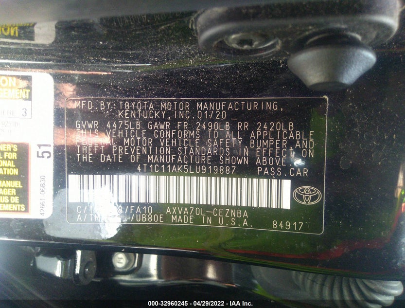 4T1C11AK5LU919887