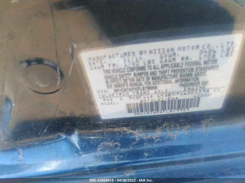 2015 Nissan Versa 1.6 Sv VIN: 3N1CN7APXFL879959 Lot: 32965615