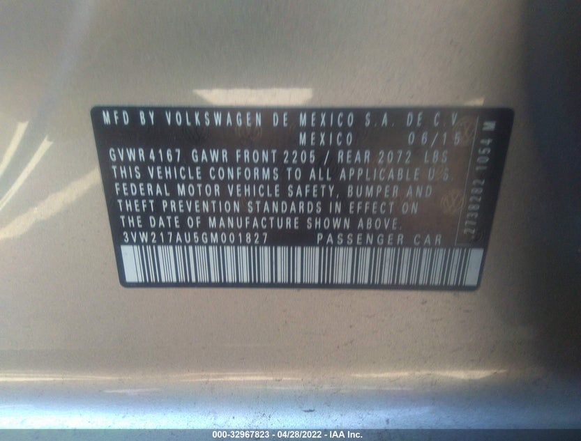 3VW217AU5GM001827