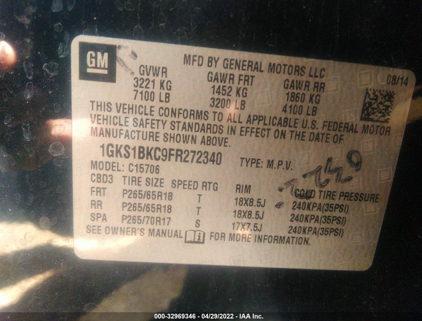 1GKS1BKC9FR272340