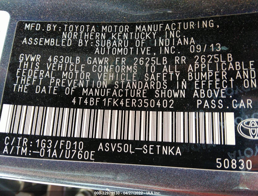 4T4BF1FK4ER350402