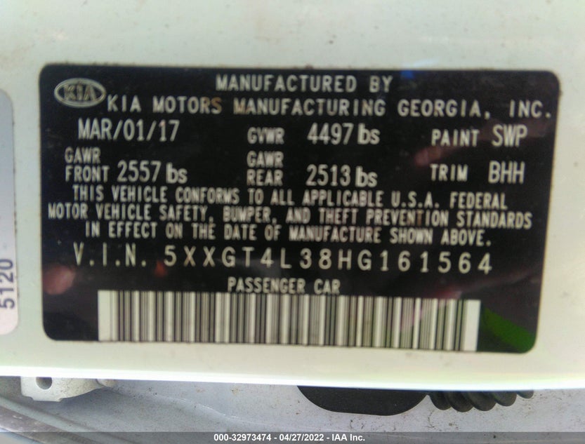 5XXGT4L38HG161564