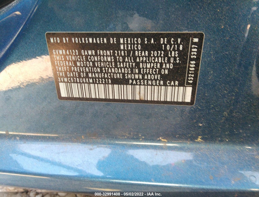 3VWC57BU6KM122219