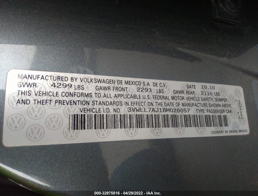3VWLL7AJ1BM026057