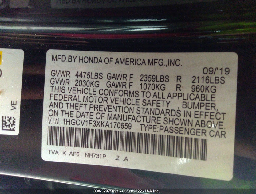 1HGCV1F3XKA170659